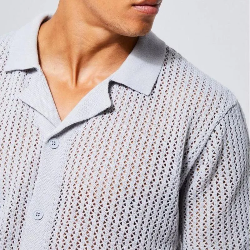 Men's Casual Knitted Hollow Short Sleeve Shirt 85210218X sold by Manly product image thumbnail 4