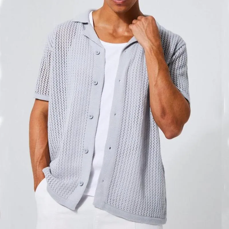 Men's Casual Knitted Hollow Short Sleeve Shirt 85210218X sold by Manly product image thumbnail 2