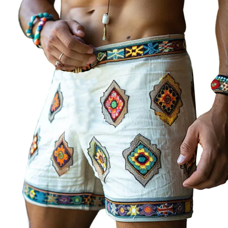 Men's Retro Ethnic Print Loose Holiday Shorts 85785326M sold by Manly