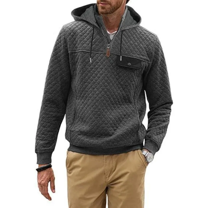 Men's Casual Plaid Zipper Collar Patchwork Loose Long Sleeve Hoodie 46951601M sold by Manly