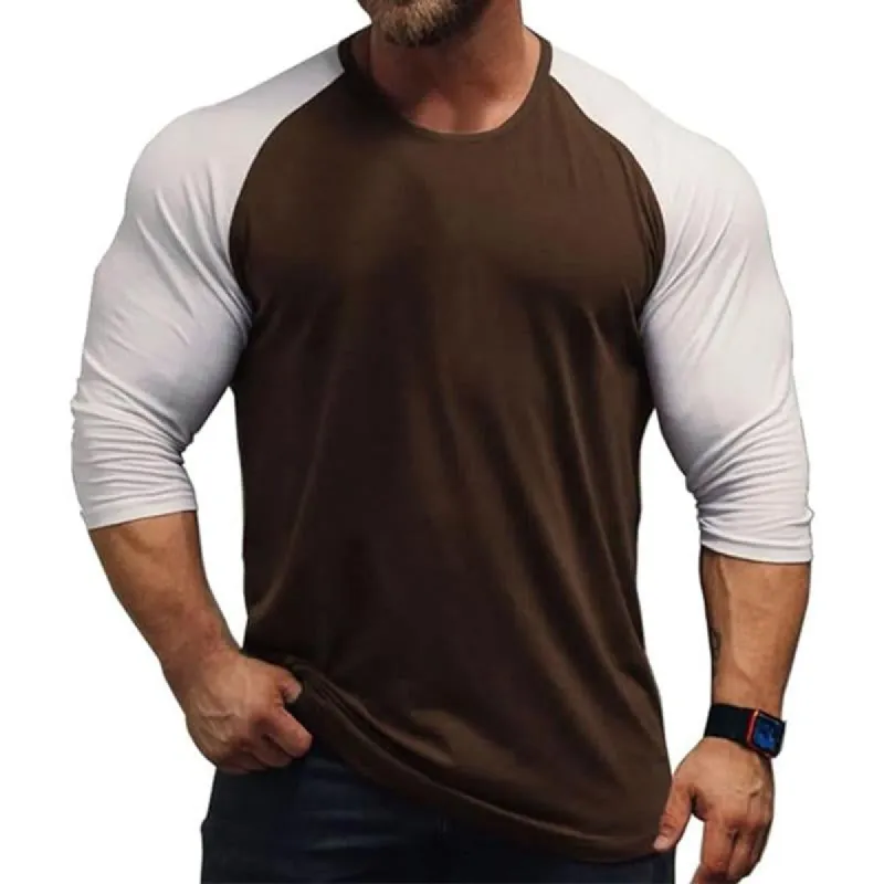 Men's Casual Colorblock Sports Long-sleeved T-shirt 01166913TO sold by Manly