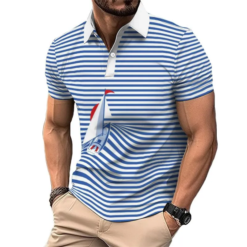 Men's Casual Striped Sailing Polo Shirt 37091283TO sold by Manly