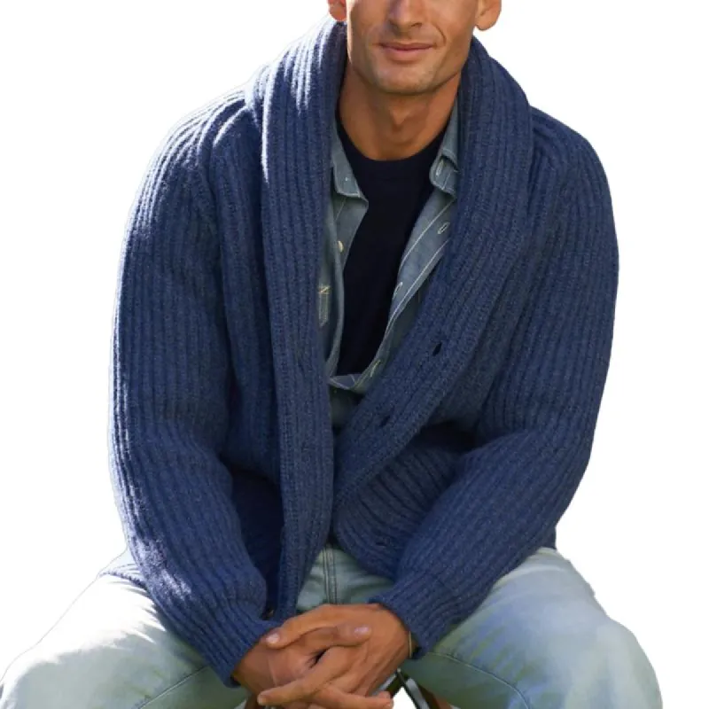Men's Vintage Solid Color Lapel Cardigan 02825947Y sold by Manly