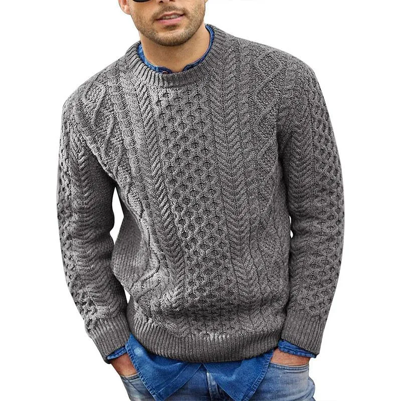 Men's Casual Round Neck Pullover Cable Knit Sweater 46216161M sold by Manly product image thumbnail 5