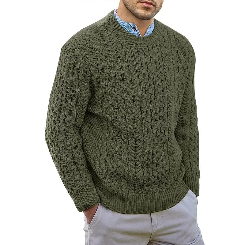 Men's Casual Round Neck Pullover Cable Knit Sweater 46216161M sold by Manly product image thumbnail 4
