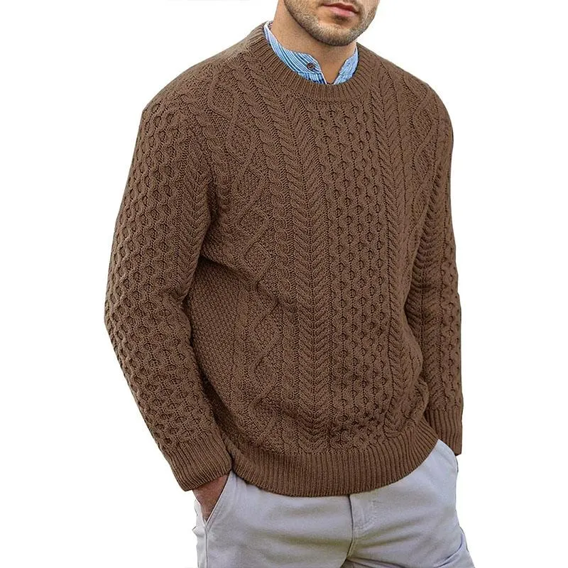 Men's Casual Round Neck Pullover Cable Knit Sweater 46216161M sold by Manly product image thumbnail 2