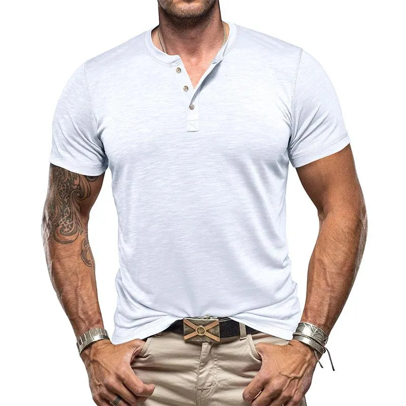 Men's Casual Solid Color Henley Collar Short Sleeve T-Shirt 36614697M sold by Manly product image thumbnail 5