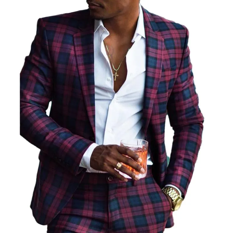 Men's Vintage Plaid Print Lapel Blazer 04465063Y sold by Manly