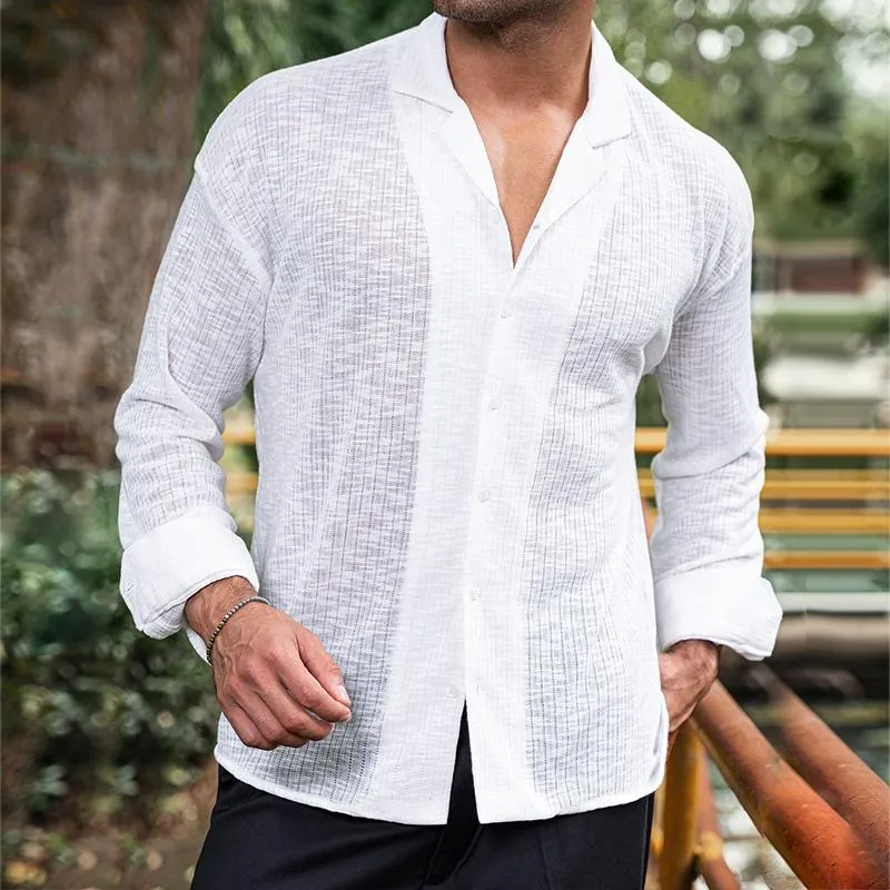 Men's Retro Casual Striped Lapel Long Sleeve Shirt 27599448TO sold by Manly product image thumbnail 2