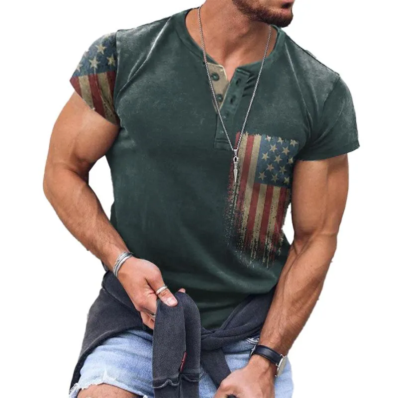 Men's Round Neck Printed Short Sleeve T-Shirt 24819351X sold by Manly