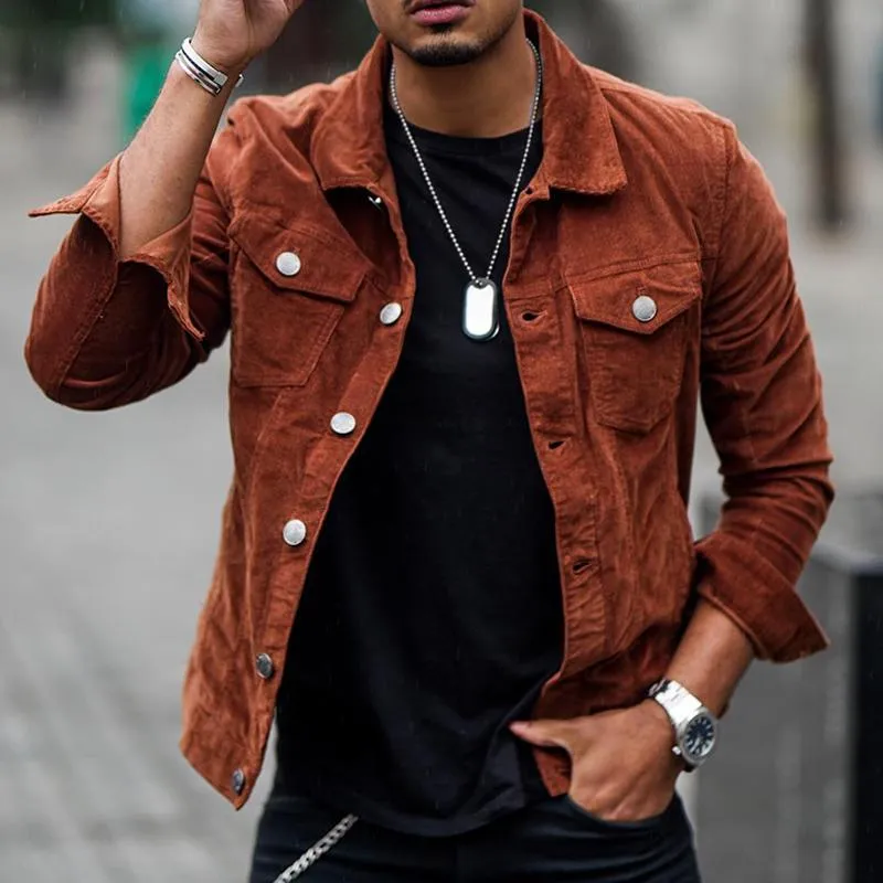 Men's Vintage Casual Corduroy Lapel Pocket Jacket 32849929TO sold by Manly product image thumbnail 2