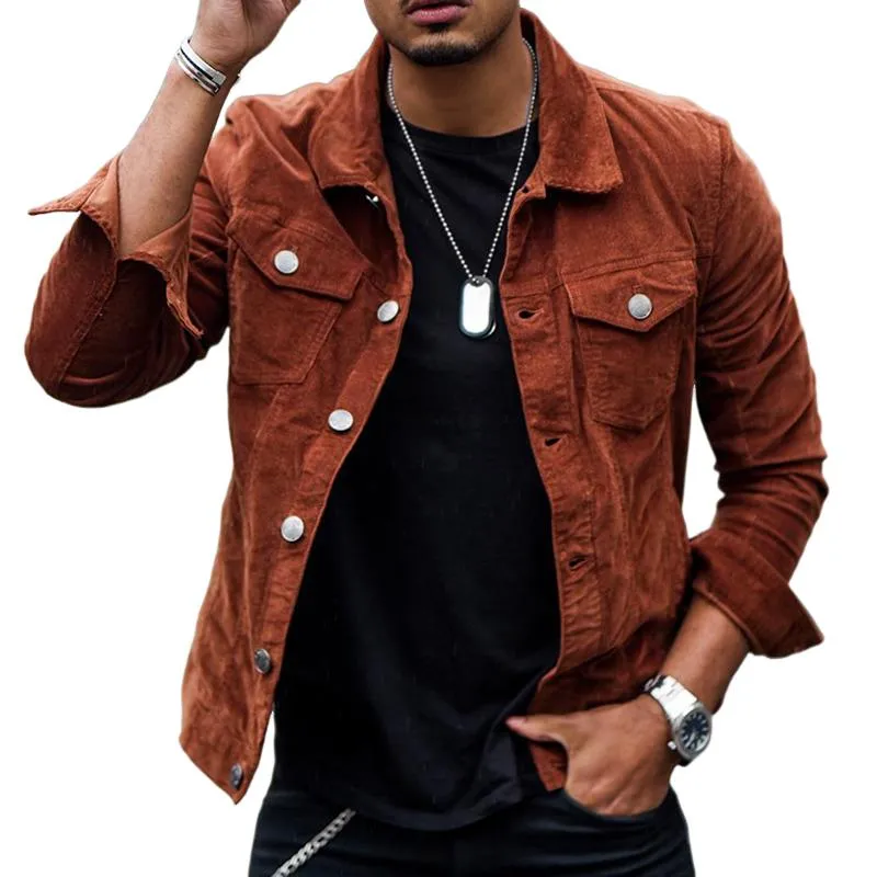 Men's Vintage Casual Corduroy Lapel Pocket Jacket 32849929TO sold by Manly