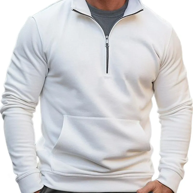 Men's Casual Stand Collar Zipper Kangaroo Pocket Loose Pullover Sweatshirt 20760714M sold by Manly product image thumbnail 2