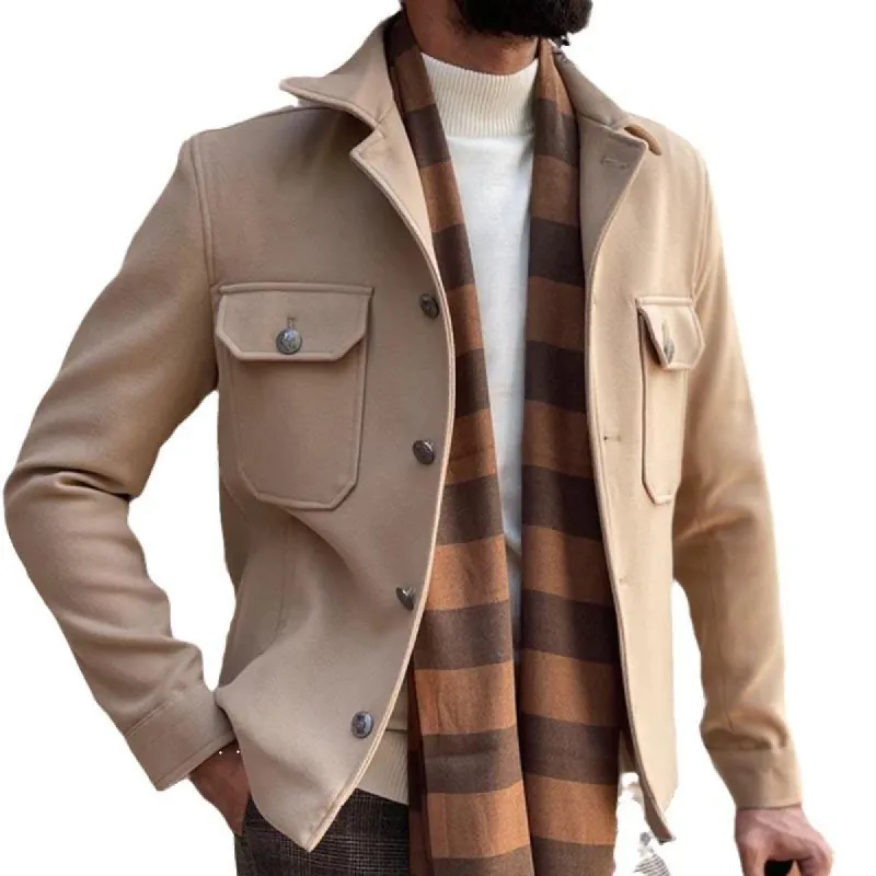 Men's Solid Lapel  Breast Pocket Single Breasted Casual Jacket 16676375Z sold by Manly