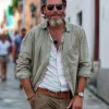 Men's Solid Lapel Pocket Single Breasted Casual Jacket 77878780Z sold by Manly