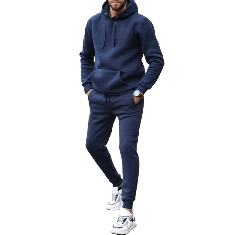 Men's Fashion Loose Hoodie And Elastic Waist Trousers Sports Casual Set 86056979Z sold by Manly