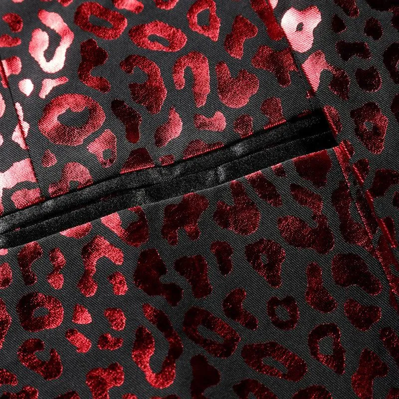 Men's Vintage Leopard Color Block Peak Lapel One Button Party Blazer 71451257Y sold by Manly product image thumbnail 4