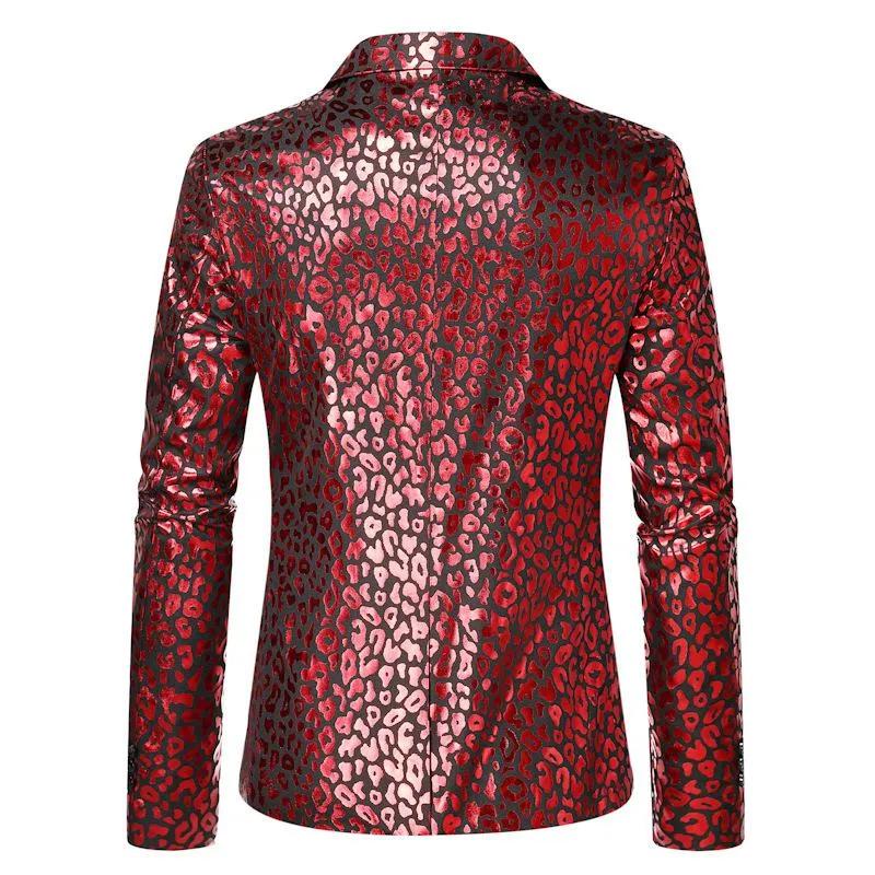 Men's Vintage Leopard Color Block Peak Lapel One Button Party Blazer 71451257Y sold by Manly product image thumbnail 3