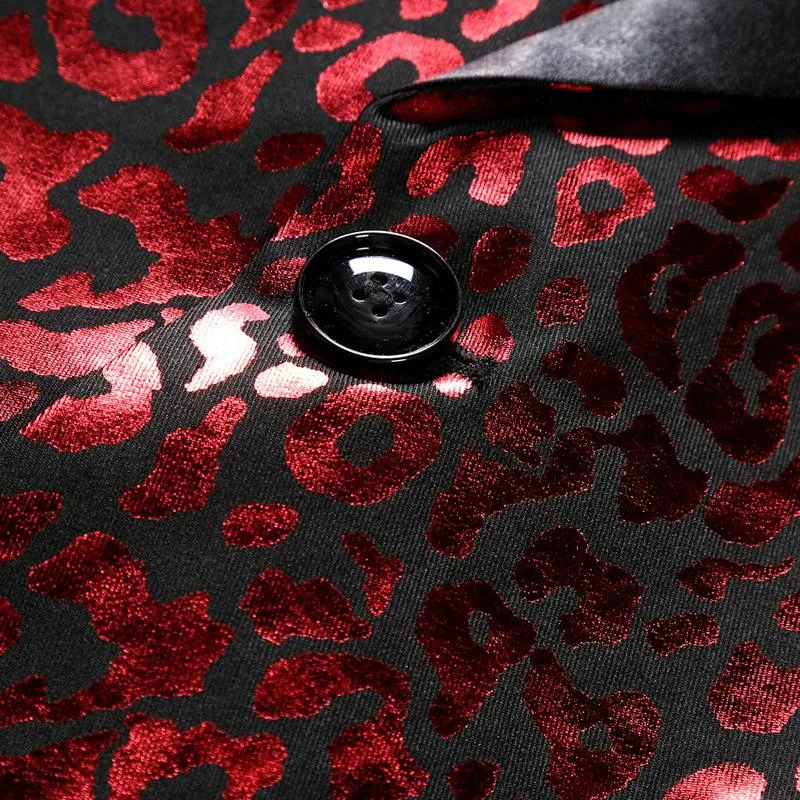 Men's Vintage Leopard Color Block Peak Lapel One Button Party Blazer 71451257Y sold by Manly product image thumbnail 5