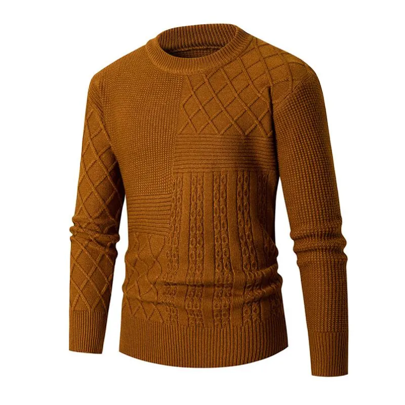Men's Casual Solid Color Cable Crew Neck Sweater 15481377Y sold by Manly