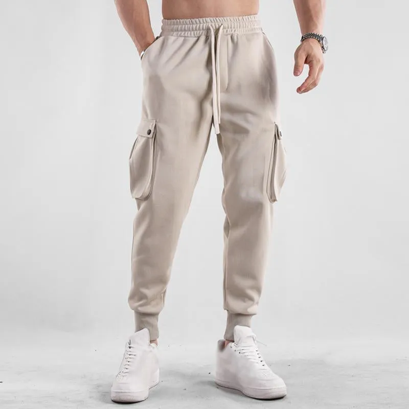 Men's Sports Solid Color Cotton Drawstring Multi-Pocket Trousers 54468776Y sold by Manly product image thumbnail 4