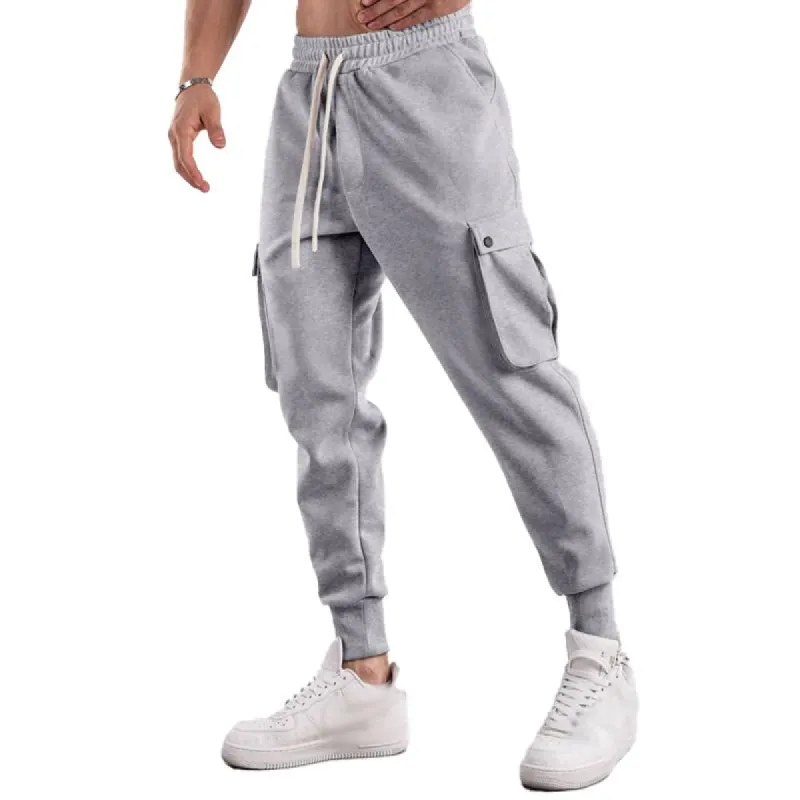 Men's Sports Solid Color Cotton Drawstring Multi-Pocket Trousers 54468776Y sold by Manly