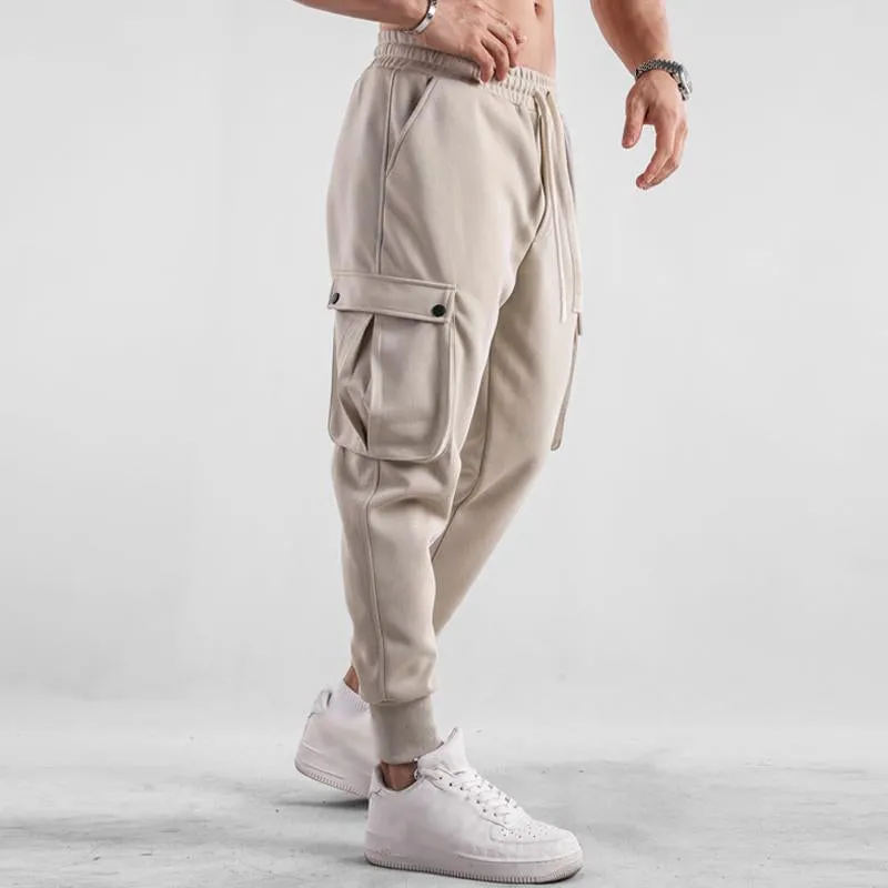 Men's Sports Solid Color Cotton Drawstring Multi-Pocket Trousers 54468776Y sold by Manly product image thumbnail 5
