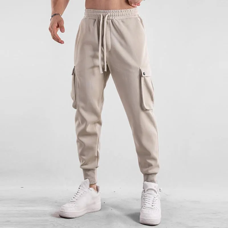 Men's Sports Solid Color Cotton Drawstring Multi-Pocket Trousers 54468776Y sold by Manly product image thumbnail 3