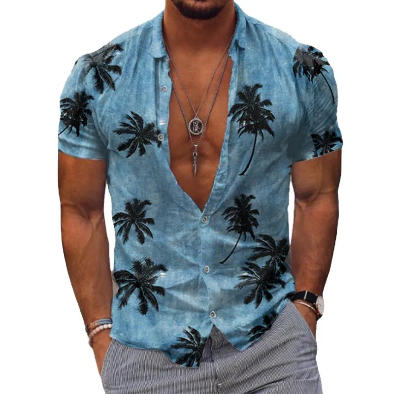 Men's Printed Hawaiian Short Sleeve Shirt 01996526X sold by Manly
