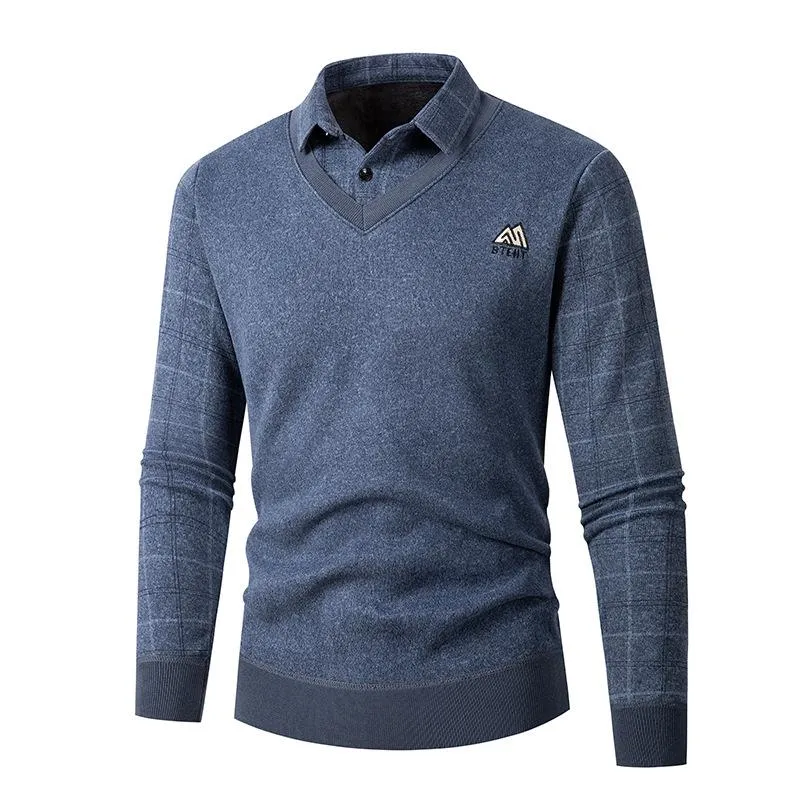 Men's Thickened Casual Fake Two-Piece Sweater 92698028X sold by Manly