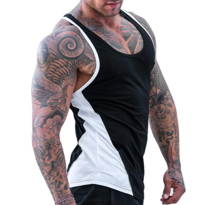 Men's Casual U-neck Contrast Color Sports Tank Top 96982078M sold by Manly