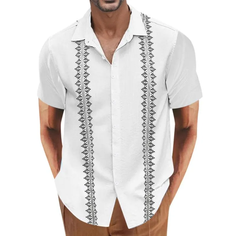 Men's Casual Printed Lapel Single Breasted Short Sleeve Shirt 33179276M sold by Manly