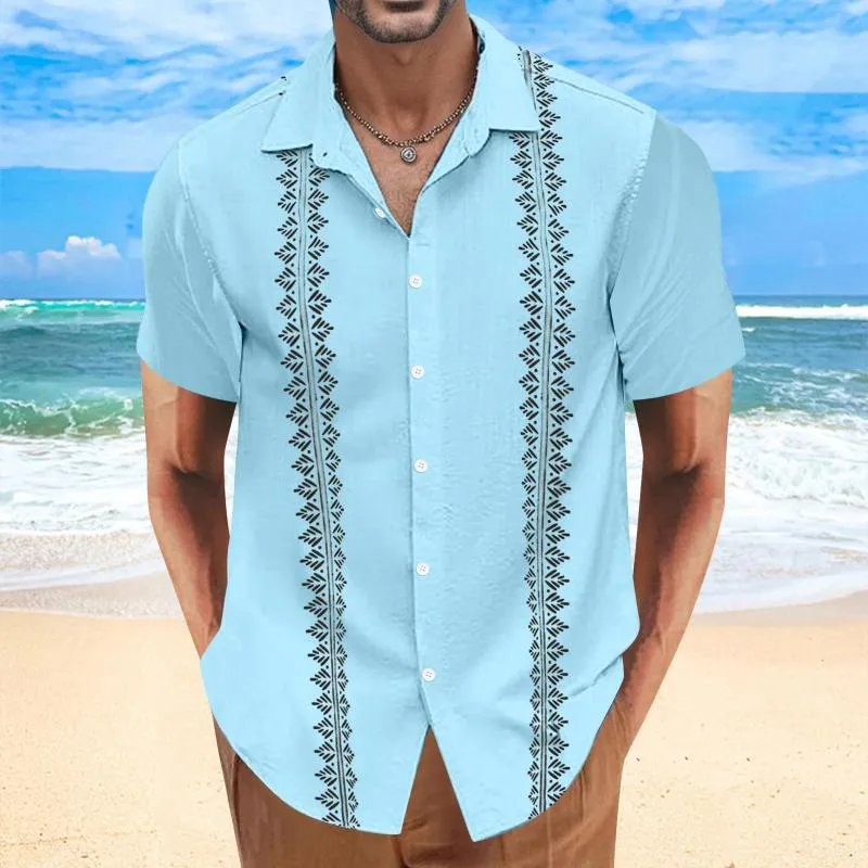 Men's Casual Printed Lapel Single Breasted Short Sleeve Shirt 33179276M sold by Manly product image thumbnail 3