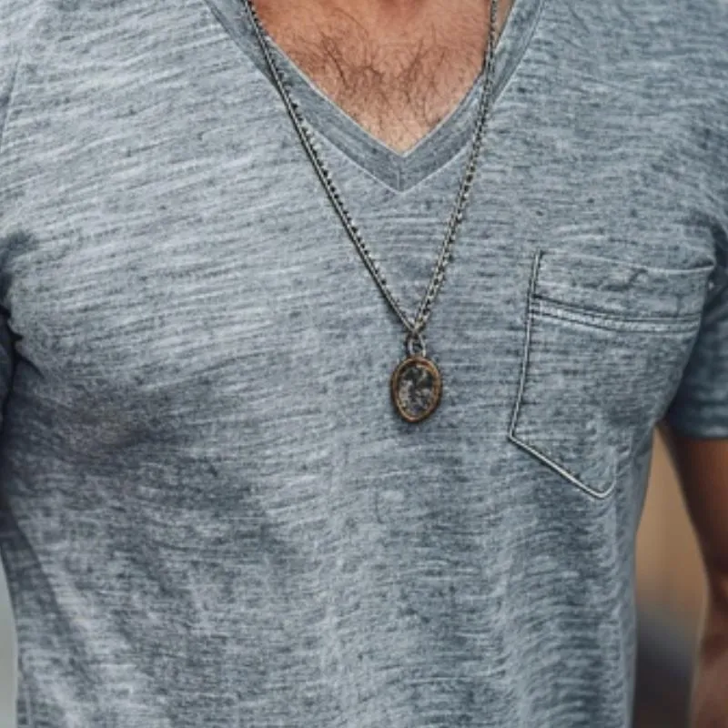 Men's Casual Cotton Blended V Neck Short Sleeve T-Shirt 37069662M sold by Manly product image thumbnail 3