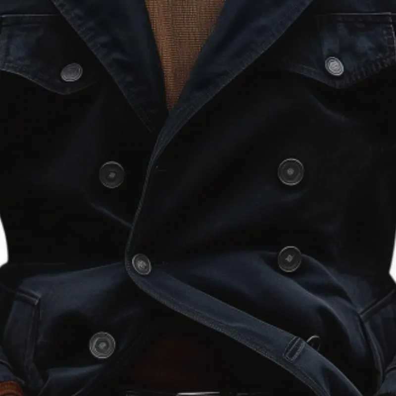 Men's Casual Outdoor Cotton Washed Notch Collar Double-breasted Trench Coat 21557092M sold by Manly product image thumbnail 4