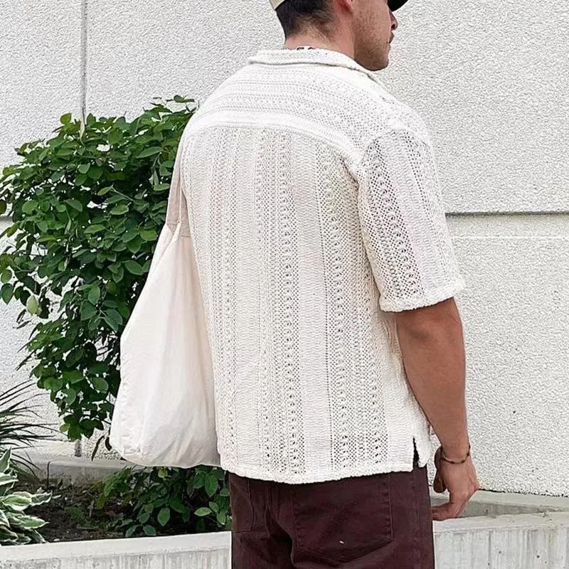 Men's Casual Knitted Hollow Short Sleeve Shirt 34360960X sold by Manly product image thumbnail 2