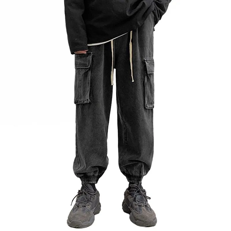 Men's Fashion Loose Multi-pocket Casual Cargo Denim Pants 96981048Z sold by Manly