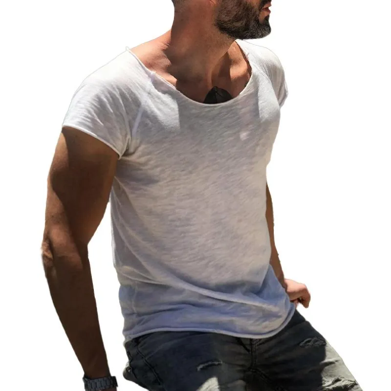 Men's Casual Cotton Blend Solid Color Crew Neck T-shirt 80676828X sold by Manly