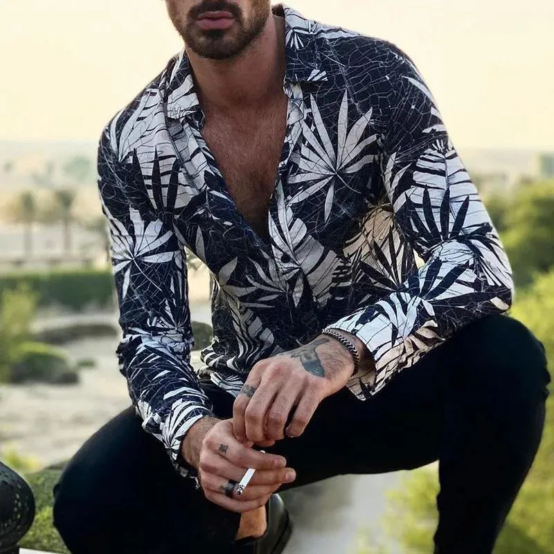 Men's Casual Lapel Floral Print Long Sleeve Shirt 50293768TO sold by Manly product image thumbnail 2