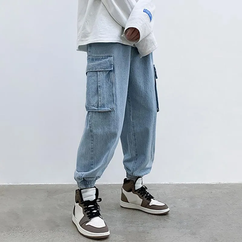 Men's Fashion Loose Multi-pocket Casual Cargo Denim Pants 96981048Z sold by Manly product image thumbnail 5