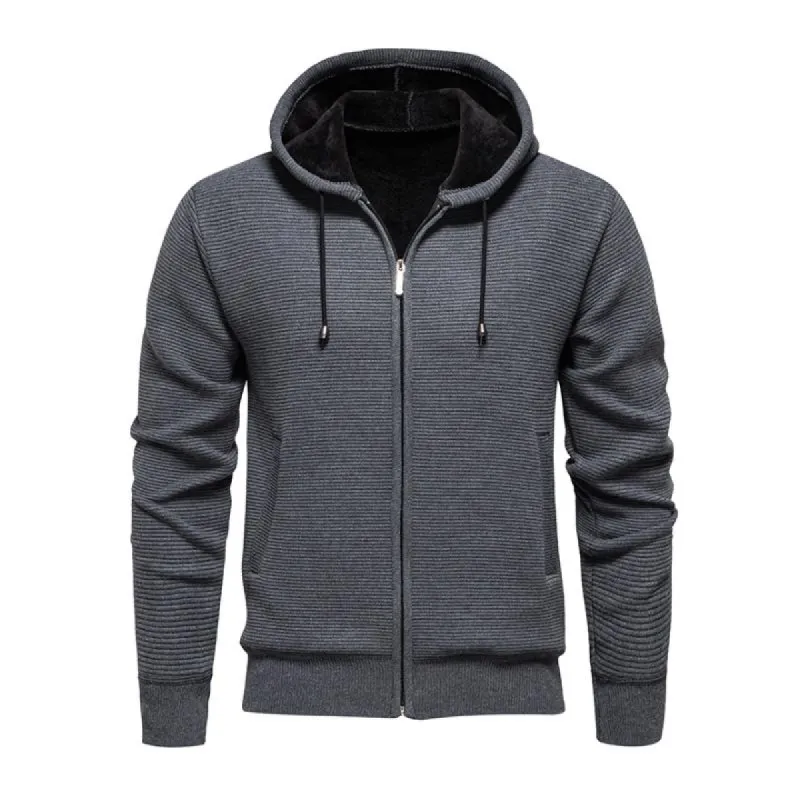 Men's Casual Zipper Placket Loose Fleece Thickened Hoodie 84136516M sold by Manly
