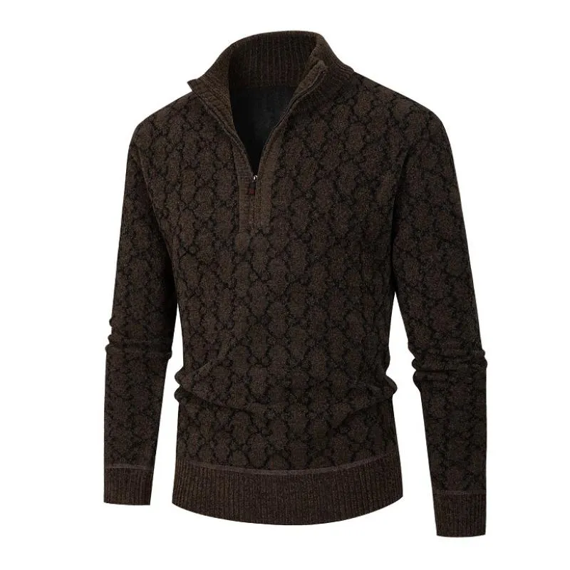 Men's Casual Zipper Half Turtleneck Jacquard Knit Pullover Sweater 48367897M sold by Manly product image thumbnail 5