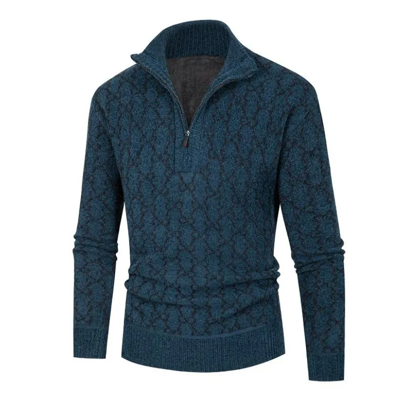 Men's Casual Zipper Half Turtleneck Jacquard Knit Pullover Sweater 48367897M sold by Manly product image thumbnail 4