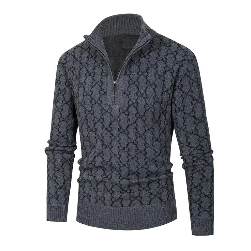 Men's Casual Zipper Half Turtleneck Jacquard Knit Pullover Sweater 48367897M sold by Manly product image thumbnail 2