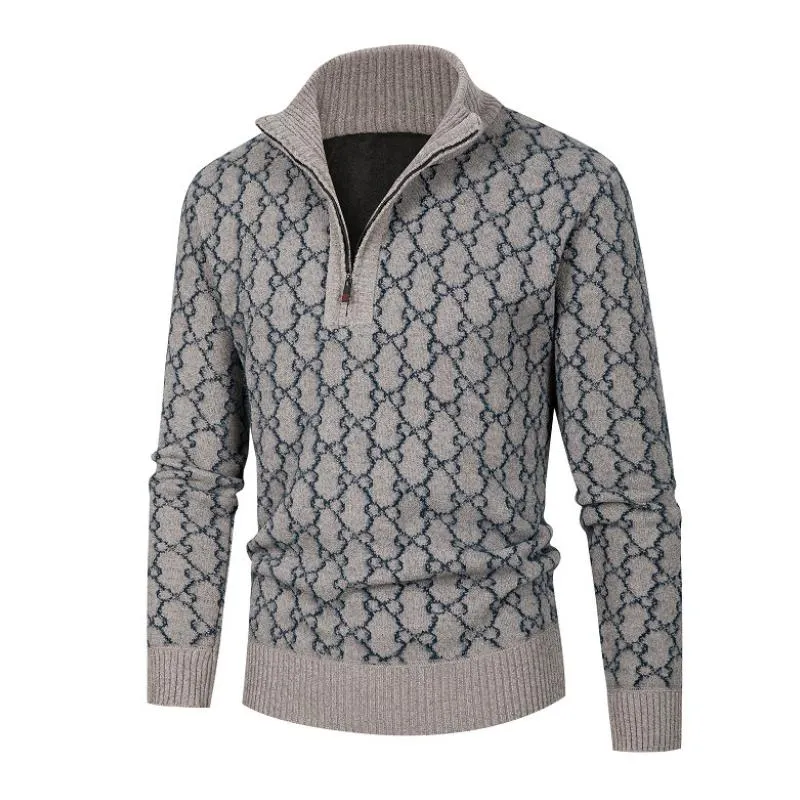 Men's Casual Zipper Half Turtleneck Jacquard Knit Pullover Sweater 48367897M sold by Manly