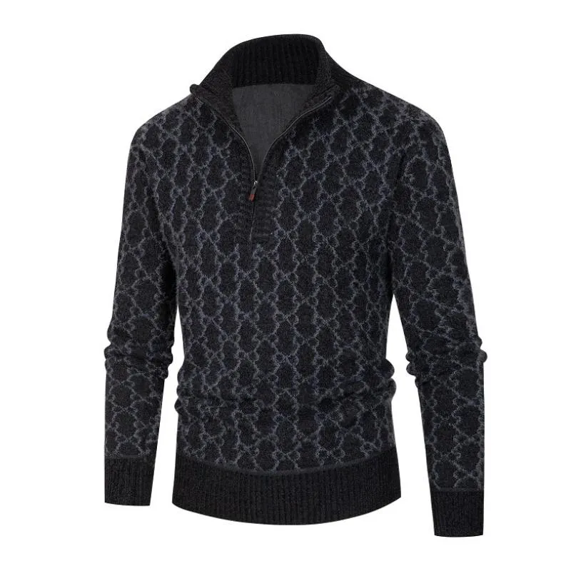 Men's Casual Zipper Half Turtleneck Jacquard Knit Pullover Sweater 48367897M sold by Manly product image thumbnail 3