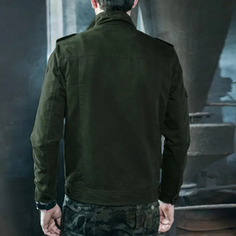 Men's Motorcycle Cotton Casual Solid Color Multi-Pocket Cargo Jacket 50429295Y sold by Manly product image thumbnail 5