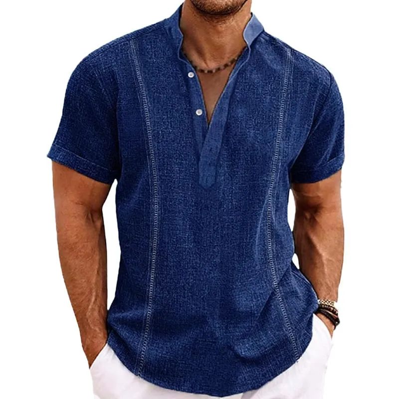 Men's Casual Solid Color Short Sleeve Shirt 61615638Y sold by Manly