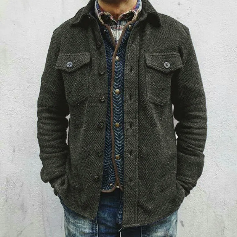 Men's Retro Solid Color Wool Double Breast Pocket Jacket 02219778Y sold by Manly product image thumbnail 4