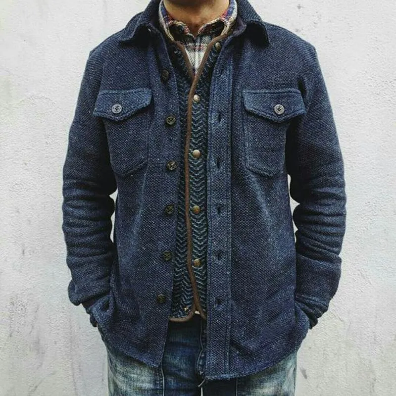 Men's Retro Solid Color Wool Double Breast Pocket Jacket 02219778Y sold by Manly product image thumbnail 2